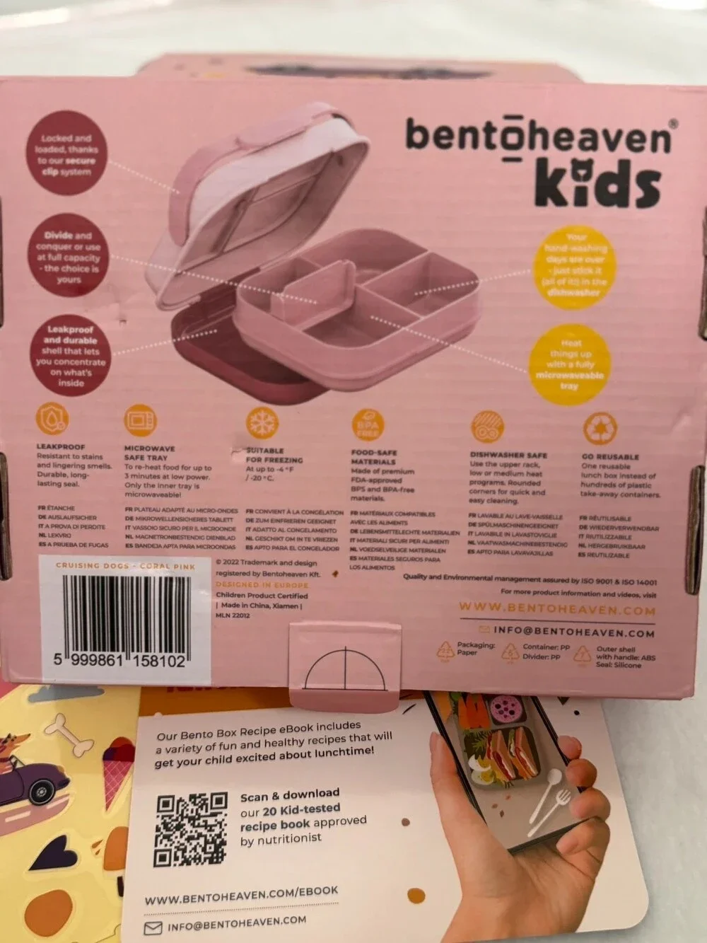 Bentoheaven kids bento lunch box pink